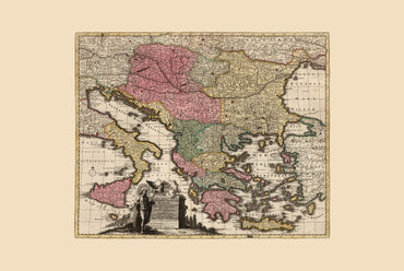Balkanhalbinsel 1740 - Historische Karte Südosteuropas