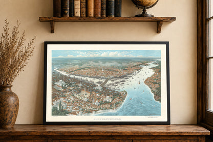 Constantinopla 1896 - Pintura vintage de la capital otomana