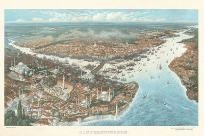 Constantinopla 1896 - Pintura vintage de la capital otomana