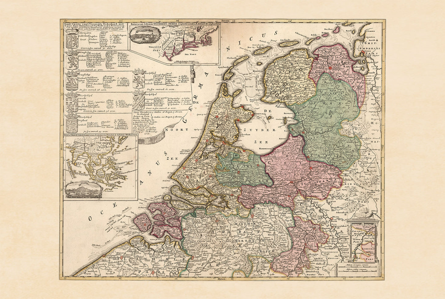 República Holandesa 1740 - Mapa histórico de los Países Bajos