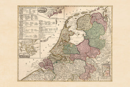 República Holandesa 1740 - Mapa histórico de los Países Bajos