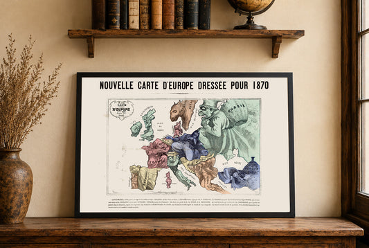Europa 1870 - Mapa satírico en caricatura de la Guerra Franco-Prusiana