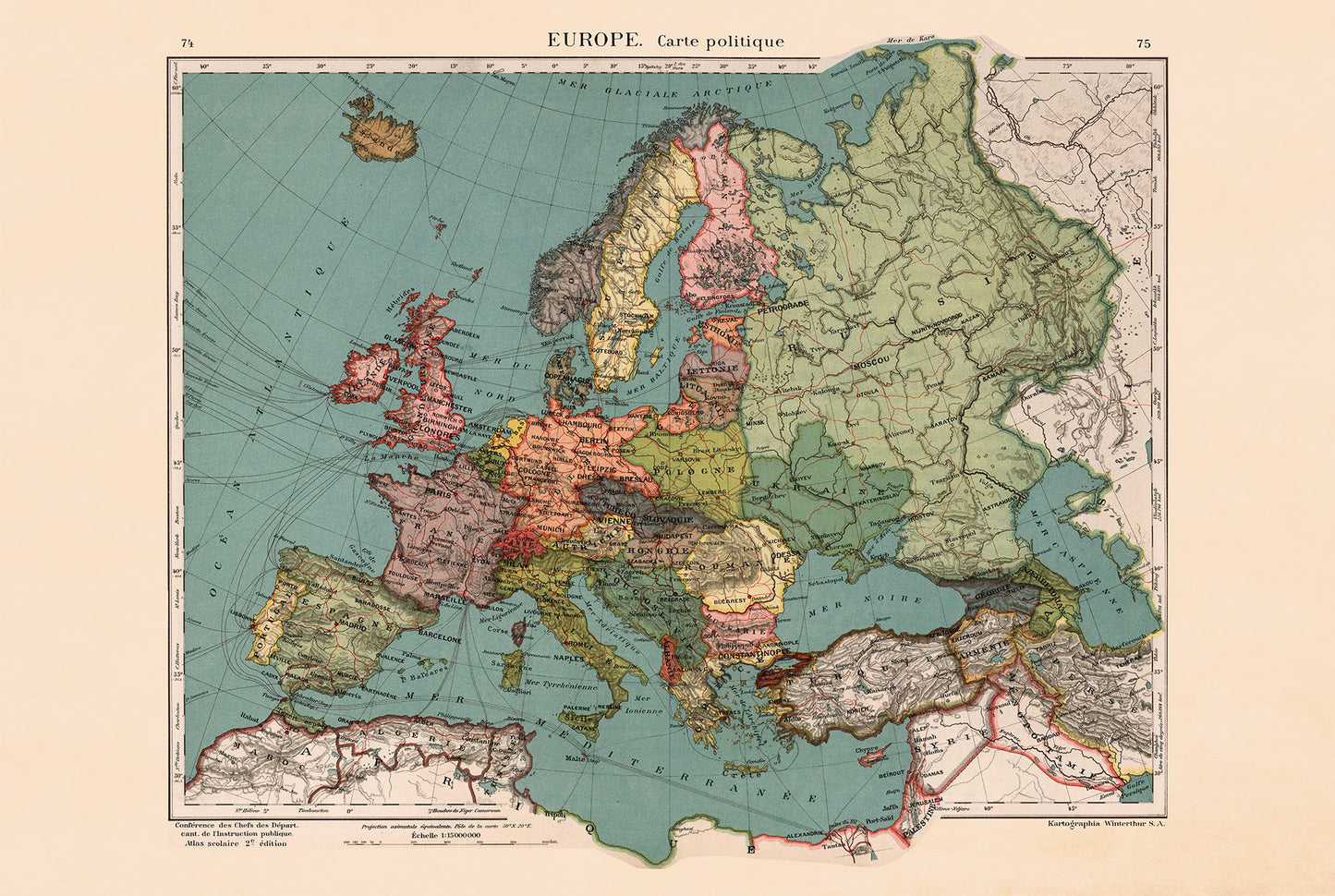 Europa 1921 - Mappa storica del dopoguerra