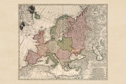 Europa en 1743 - Mapa histórico de pared de la Guerra de Sucesión Austríaca