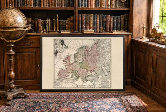Europa en 1743 - Mapa histórico de pared de la Guerra de Sucesión Austríaca