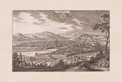Florencia en 1688 - Mapa de la capital Medici de Toscana