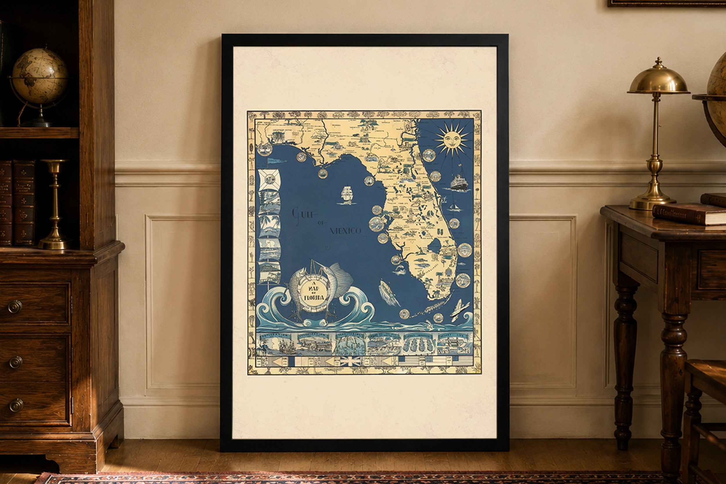Florida 1935 - Sunshine State - Eleanore & Richard Foster Pictorial Map Poster