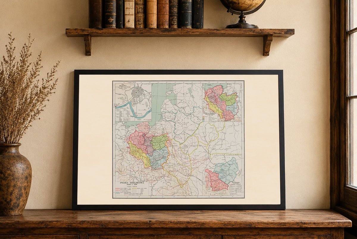 Fragmented Poland 1250 - Piast Duchies - Władysław Semkowicz 1932 Historical Map Poster