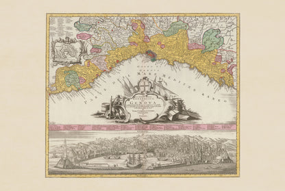 Póster Mapa de la Ciudad de Génova (1777) - Panorama Vintage y Arte Histórico de Italia