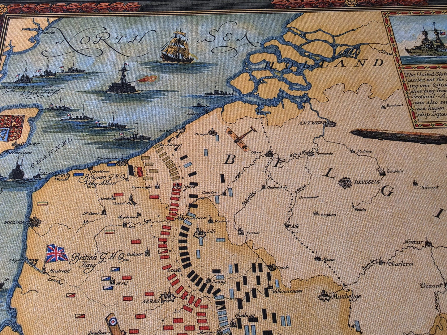 Póster Mapa de Líneas de Batalla de la Gran Guerra (1918) - Arte de Pared Militar Vintage de la Primera Guerra Mundial