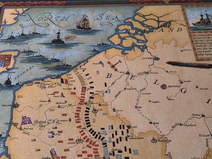 Póster Mapa de Líneas de Batalla de la Gran Guerra (1918) - Arte de Pared Militar Vintage de la Primera Guerra Mundial