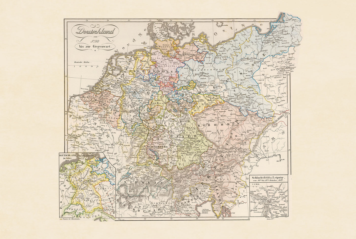 Póster Mapa Histórico de Alemania (1792) - Arte Vintage del Sacro Imperio Romano