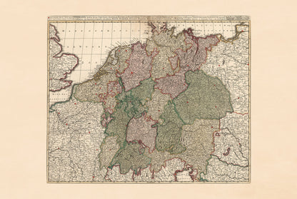 Saint Empire romain germanique 1740 – Carte historique de l'Europe centrale