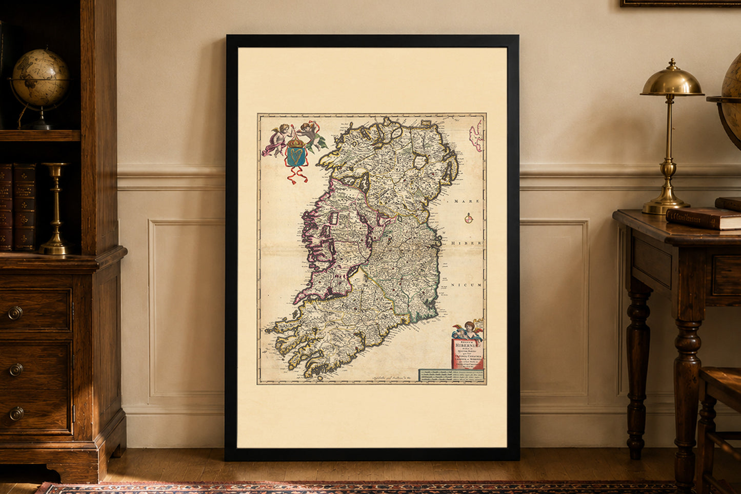 Póster del mapa de Irlanda (1690) - Arte de pared vintage del Reino de Irlanda