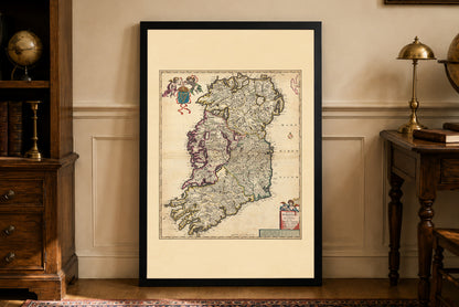 Póster del mapa de Irlanda (1690) - Arte de pared vintage del Reino de Irlanda