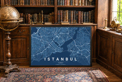 Istanbul Blueprint-Karte - Moderne Stadtstraßen-Wandkunst
