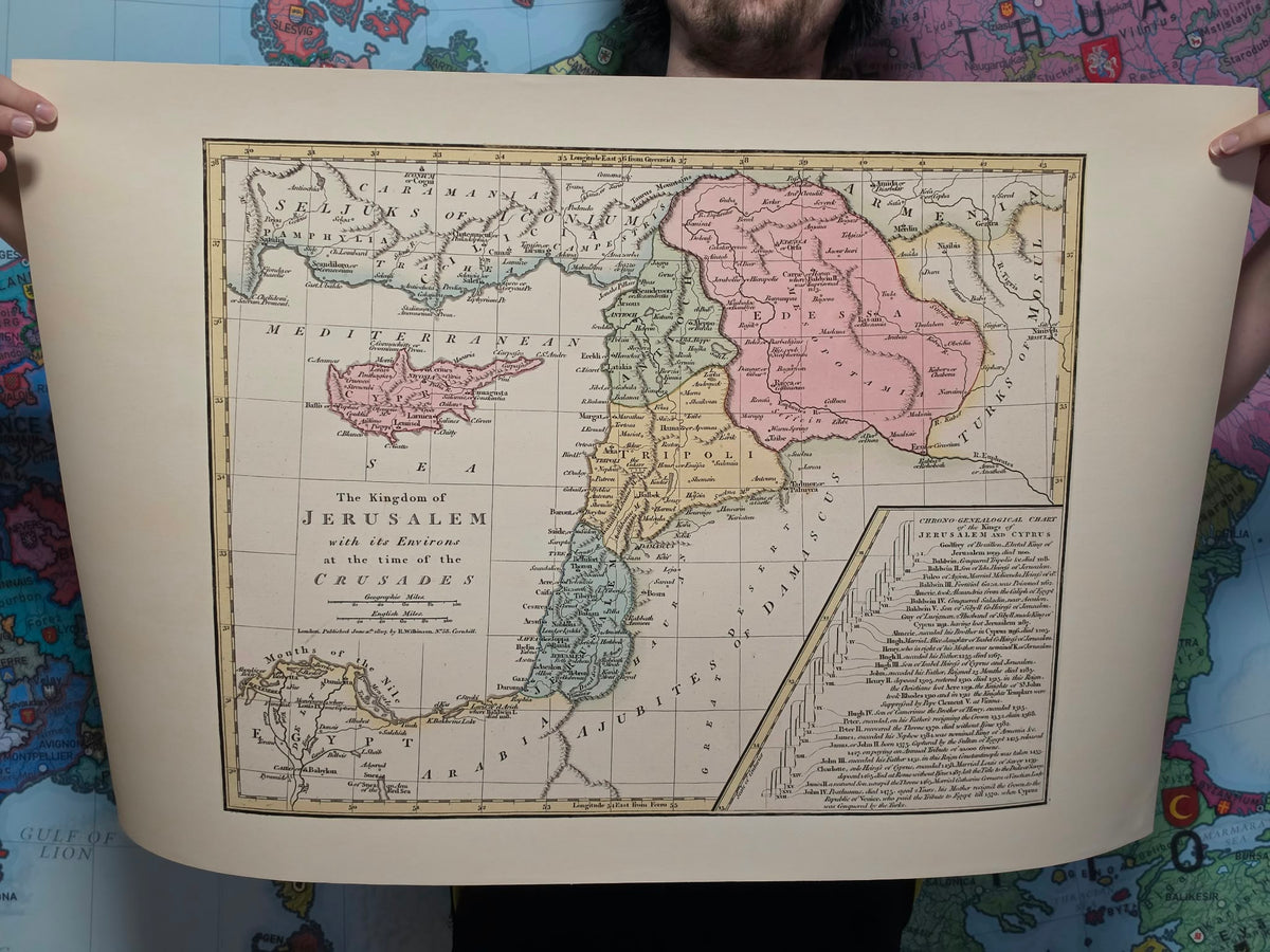 Königreich Jerusalem während der Kreuzzüge - Historisches Kartenposter