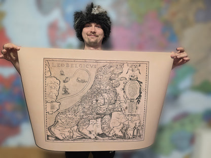 Póster Mapa Leo Belgicus (1617) - Arte de Pared de Países Bajos y Bélgica