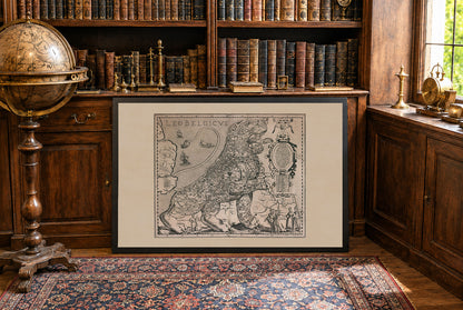 Leo Belgicus Karte Poster (1617) - Niederlande & Belgien Wandkunst