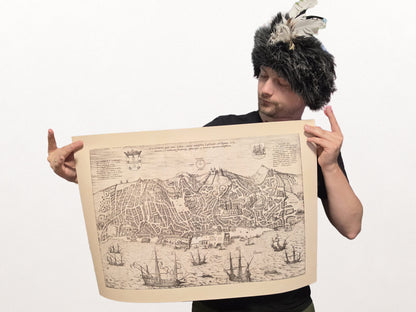 Poster Mappa della Città di Lisbona (1600) - Arte Vintage Incisione di Olissipo