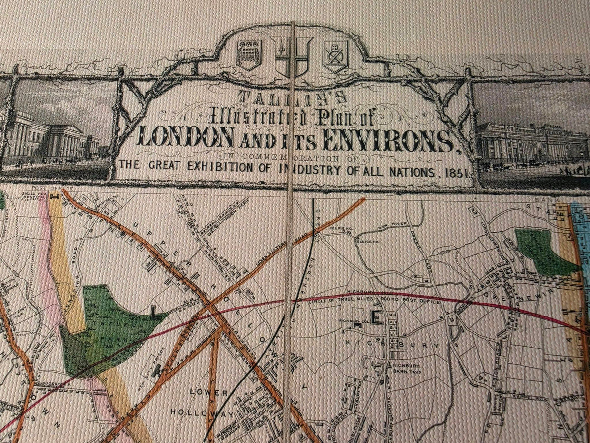 Londres 1851 - Mapa ilustrado con principales monumentos