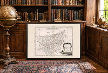 Póster de mapa histórico de Mazovia, Rawa y Płock: arte mural de la Polonia del siglo XVIII