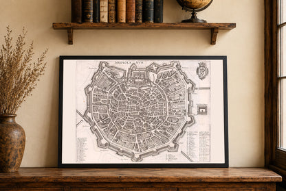 Poster mappa di Milano - Pianta rinascimentale della città con fortificazioni a stella