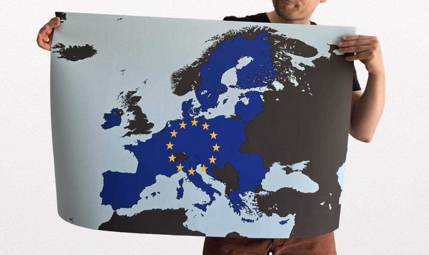 Moderne Europäische Union Karte Druck - EU Länder Grenzen Wandkunst Poster