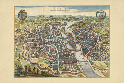 Paris 1620 - by Caspar Merian - Historical Bird’s-Eye City View Poster