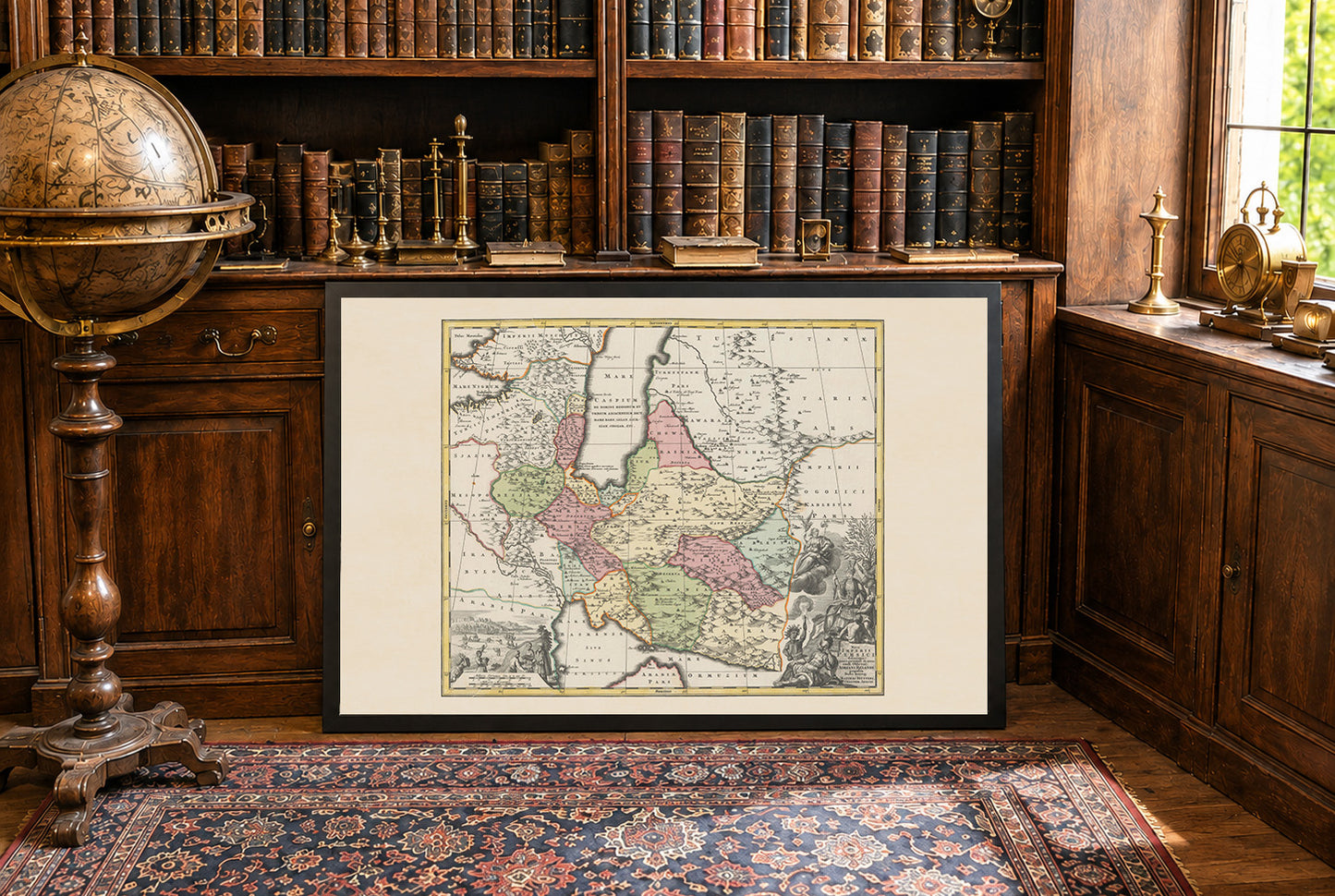 Póster de mapa de Persia: mapa antiguo del Imperio persa e Irán, arte mural del siglo XVIII
