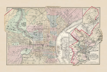 Philadelphia 1883 - Historisches Stadtplan-Poster