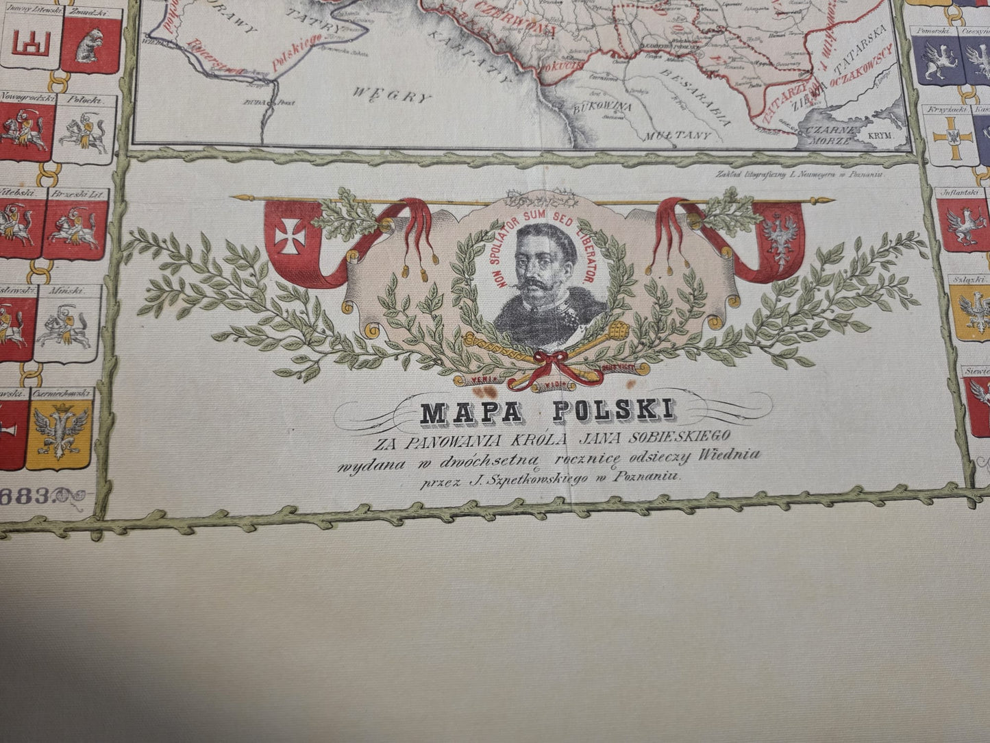 Póster del mapa de Polonia durante el reinado de Jan III Sobieski - Arte de pared vintage