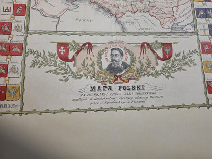 Póster del mapa de Polonia durante el reinado de Jan III Sobieski - Arte de pared vintage