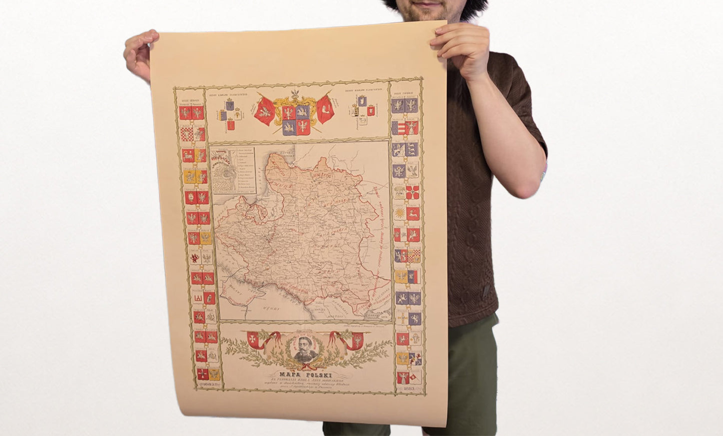 Póster del mapa de Polonia durante el reinado de Jan III Sobieski - Arte de pared vintage