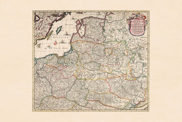 Pologne & Lituanie 1682 - Frederick de Wit - République des Deux Nations - Affiche Carte Historique