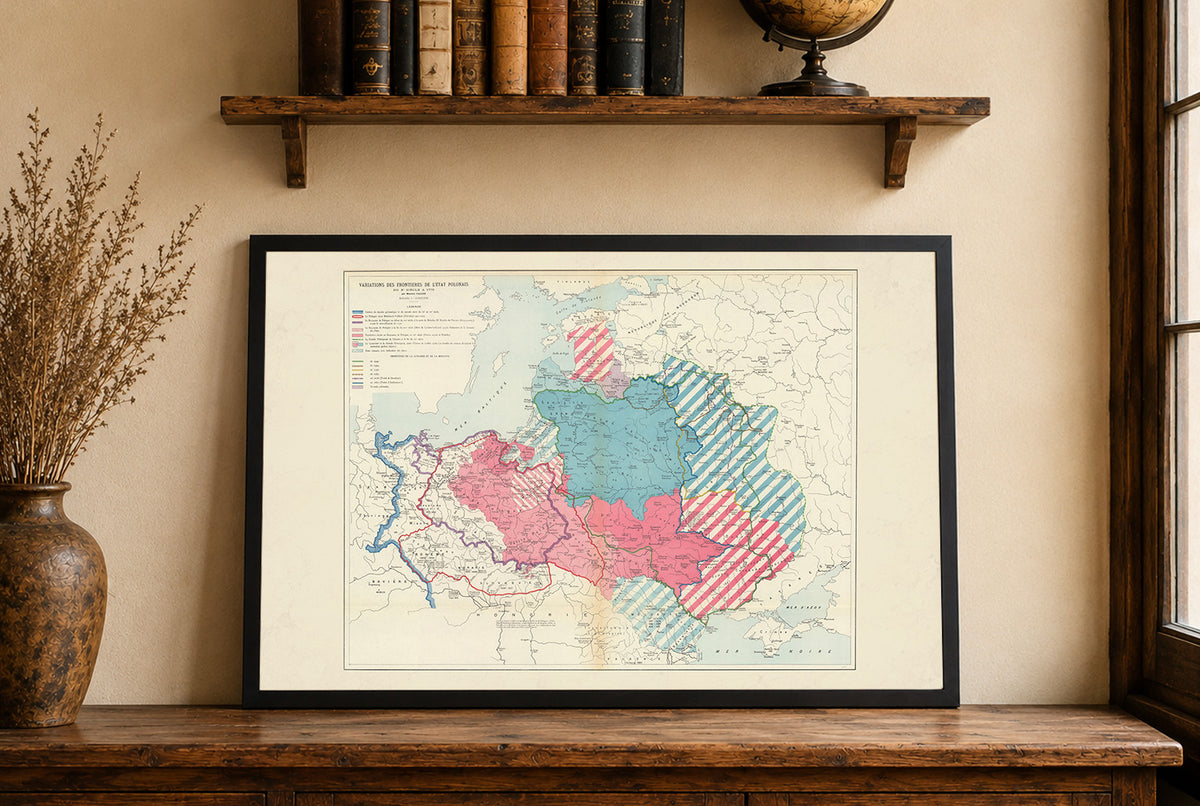 Poland’s Changing Borders 10th Century-1770 - Maurice Fallex Historical Map Poster