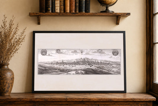 Póster de la ciudad de Praga (1650) - Grabado vintage de Praga para arte de pared