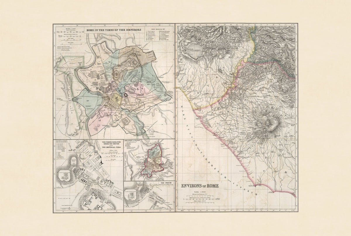 Rome in the Time of the Emperors - Historical Map Poster