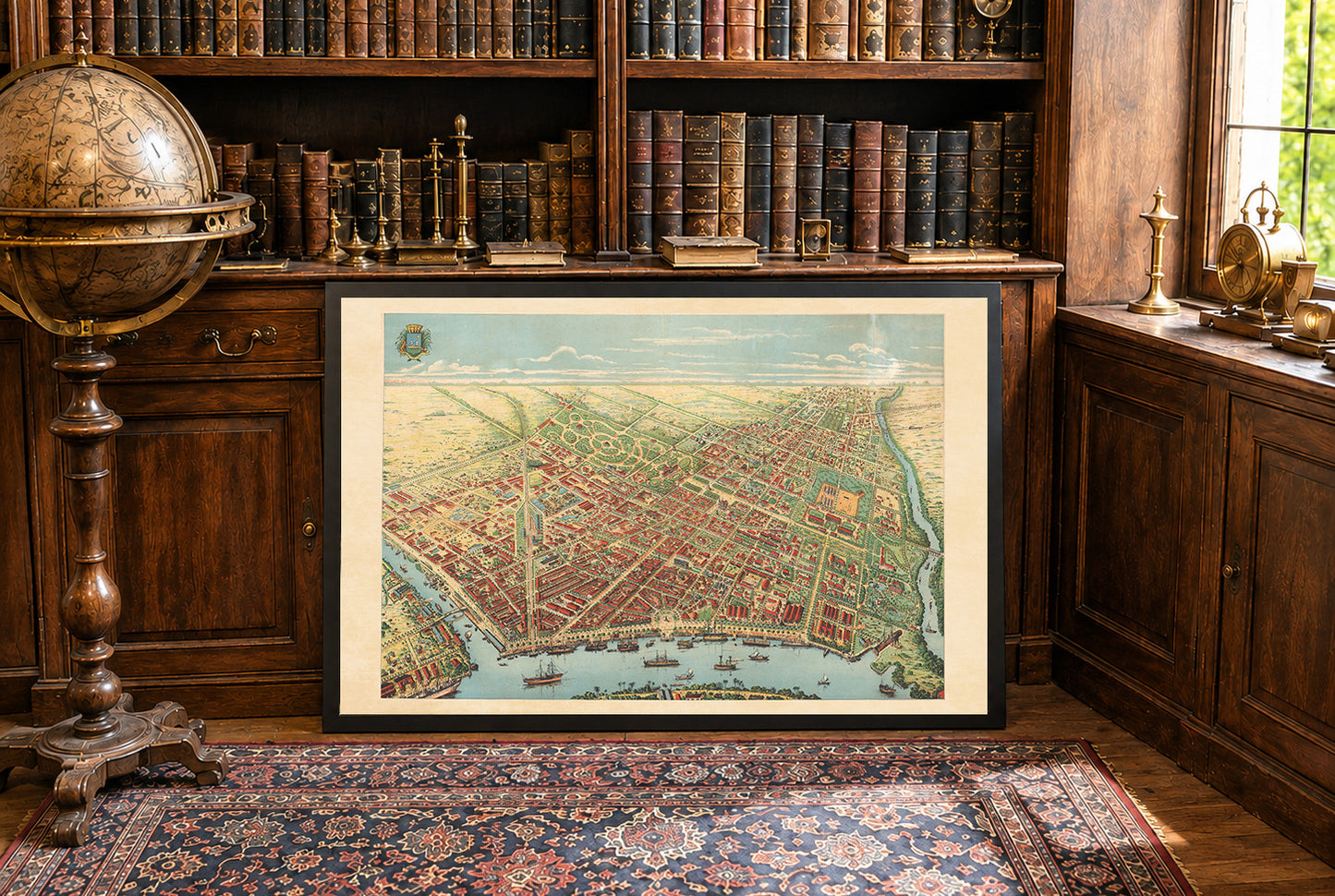 Cartel del Mapa de Saigón 1902 - Vista Panorámica de la Ciudad Ho Chi Minh con Río, Bulevares y Actividad Portuaria