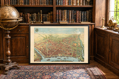 Cartel del Mapa de Saigón 1902 - Vista Panorámica de la Ciudad Ho Chi Minh con Río, Bulevares y Actividad Portuaria