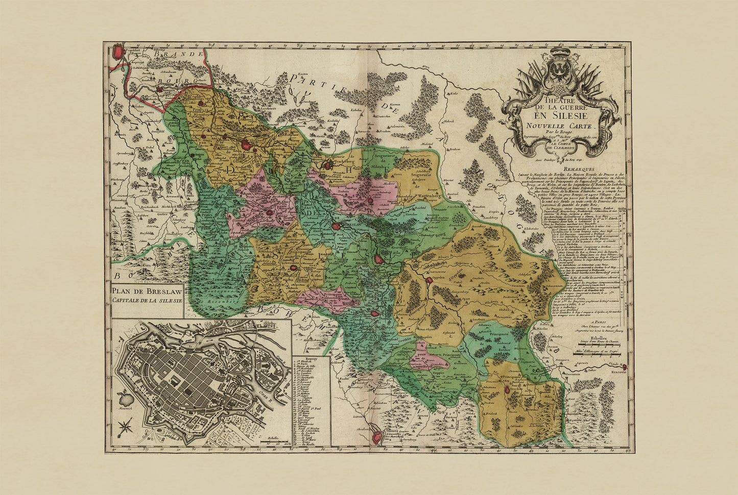 Affiche Carte de Guerre de Silésie - Première Guerre de Silésie, 1741 | Le Rouge