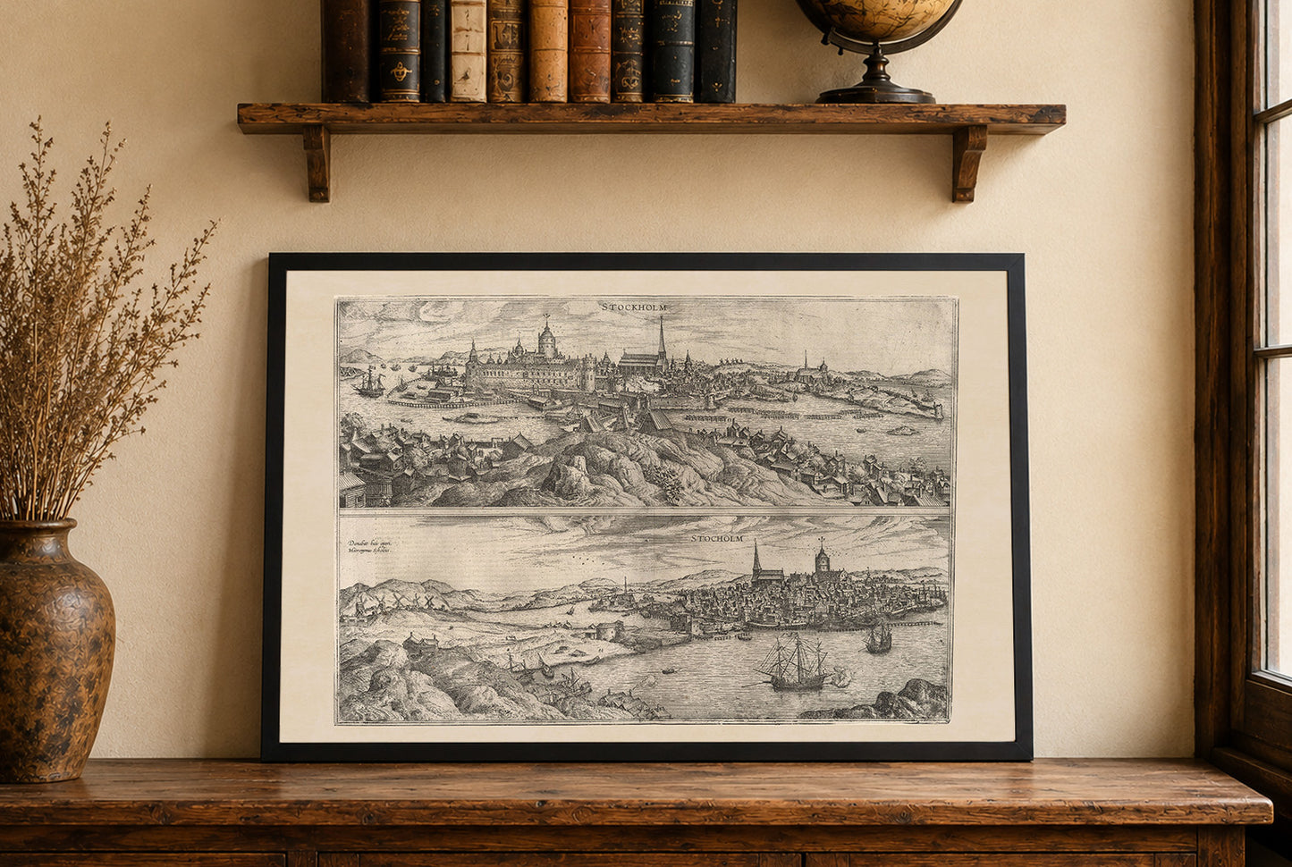 Carte de Stockholm de 1588 - Impression « Civitates Orbis Terrarum » par Georg Braun & Franz Hogenberg