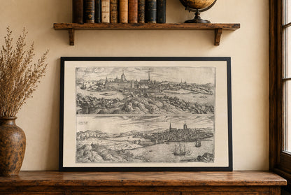 Carte de Stockholm de 1588 - Impression « Civitates Orbis Terrarum » par Georg Braun & Franz Hogenberg