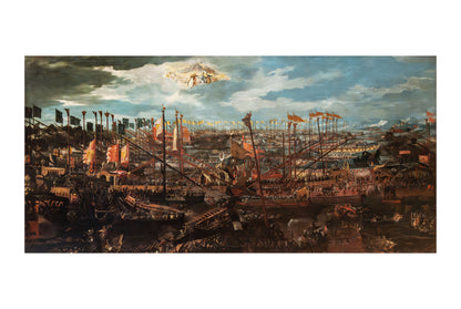Bitwa pod Lepanto - Andrea Vicentino - Imperium Osmańskie i Liga Święta - Historyczny Plakat z Obrazem