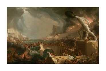 Póster El curso de la destrucción del imperio - Arte de paisaje romántico vintage de Thomas Cole