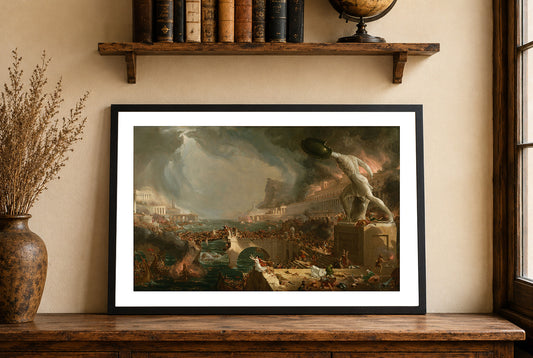 Póster El curso de la destrucción del imperio - Arte de paisaje romántico vintage de Thomas Cole