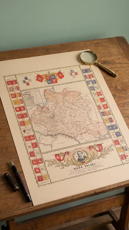 Póster del mapa de Polonia durante el reinado de Jan III Sobieski - Arte de pared vintage