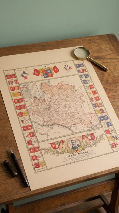 Póster del mapa de Polonia durante el reinado de Jan III Sobieski - Arte de pared vintage