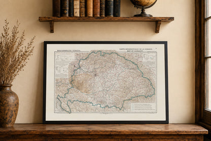 Póster de mapa antiguo de Hungría: fronteras de Hungría y Trianón, mapa histórico de Europa, 1920