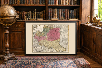 Mappa vintage del Commonwealth polacco-lituano 1740